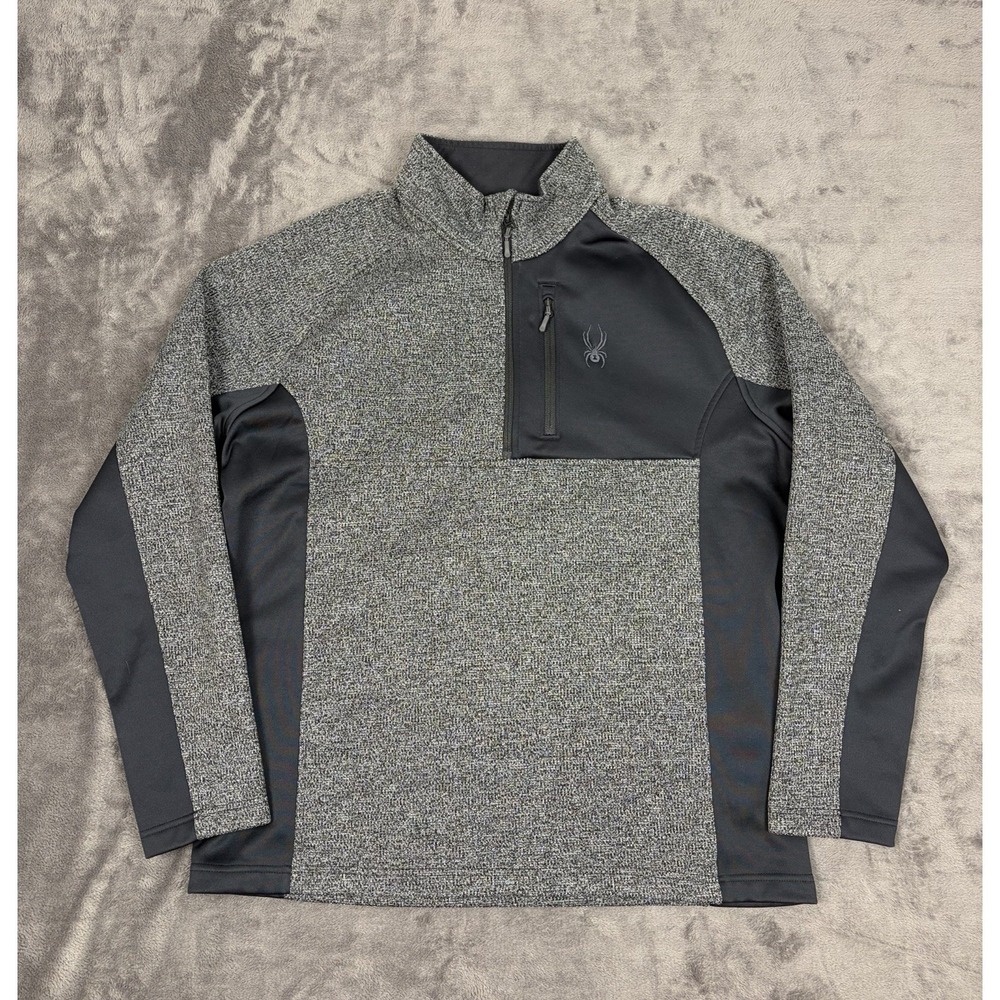 Spyder 1/4 Zip‎ Jacket Mens XXL Bandit Stryke Fleece Lined Pullover Sweater Grey